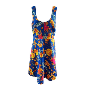 Tracy Reese Blue Floral Fit and Flare Scoop Back Dress Size 12